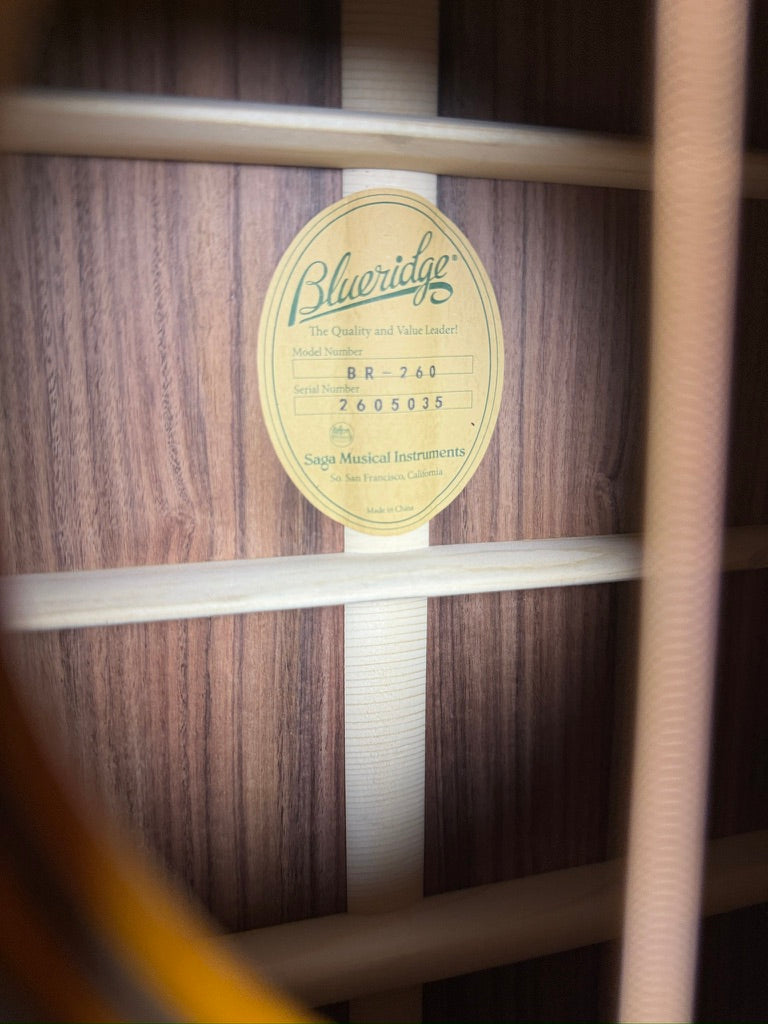 Blueridge BR-260 Prewar Series Dreadnaught Adirondack Spruce/Santos Rosewood Acoustic Guitar - New