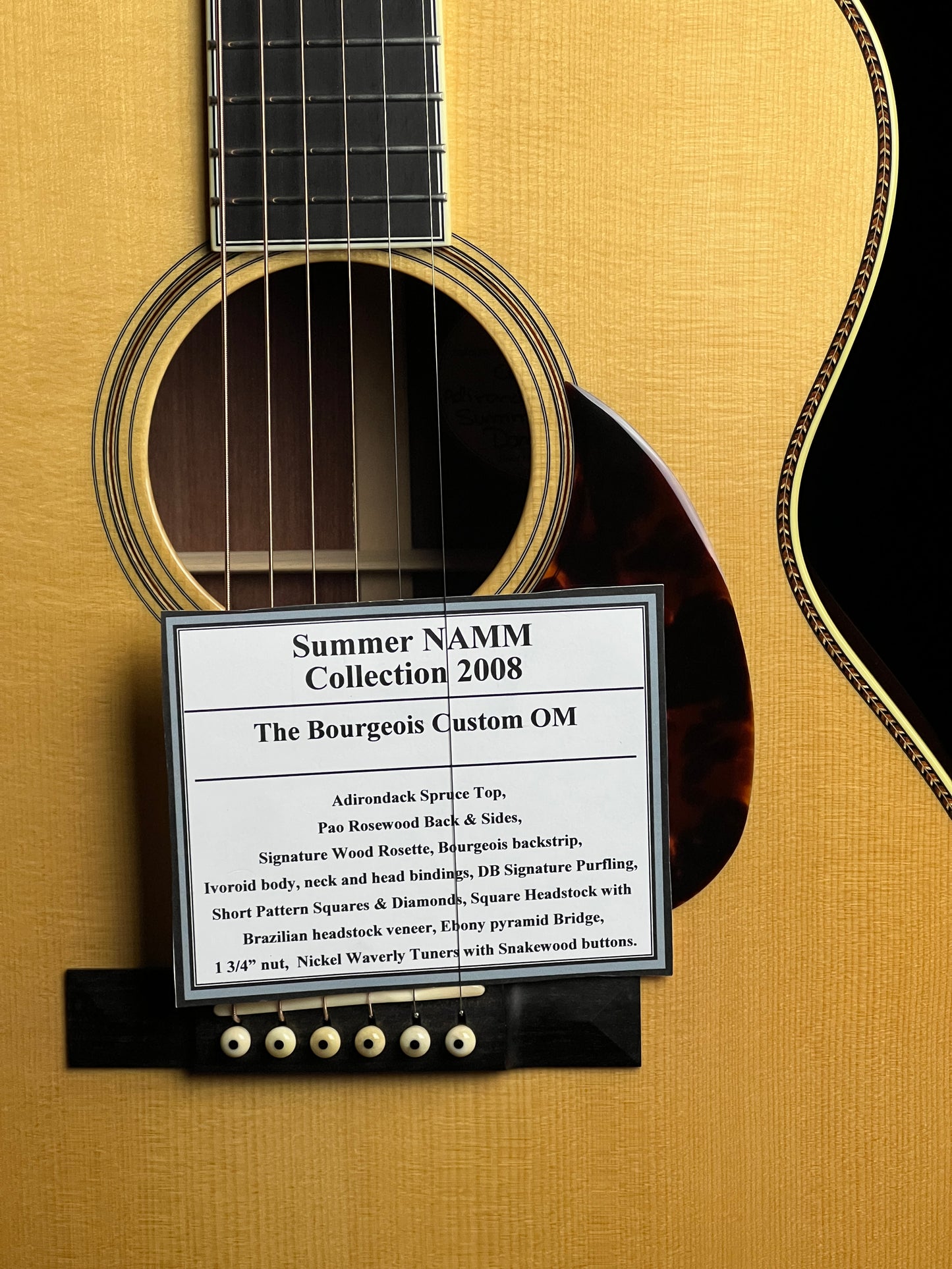 SOLD - Bourgeois Custom OM Summer NAMM 2008 Collection Adirondack Spruce / Pao Rosewood Acoustic Guitar - Consignment