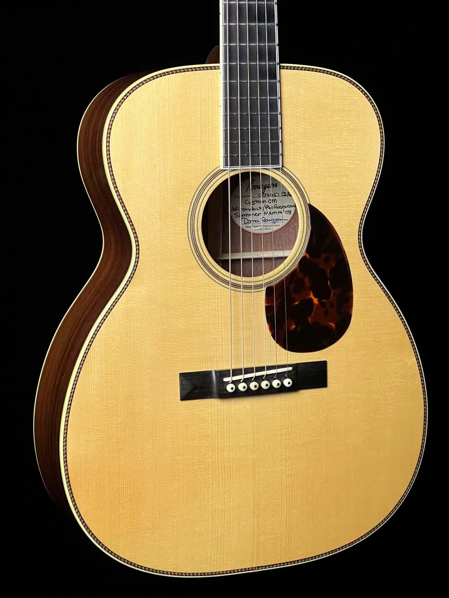 SOLD - Bourgeois Custom OM Summer NAMM 2008 Collection Adirondack Spruce / Pao Rosewood Acoustic Guitar - Consignment