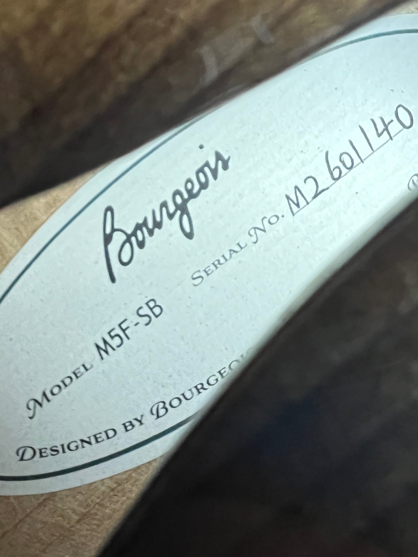SOLD - Bourgeois M5-F-SB F-Style Mandolin Adirondack Spruce/European Maple - New