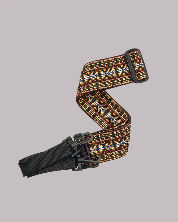 D'Addario Nylon Woven Banjo Strap - Yellow and Brown Hootenanny