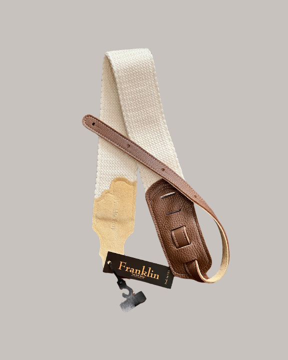 Franklin Strap 3" Cotton Cinch Guitar Strap – Glove Leather End Tab - Natural