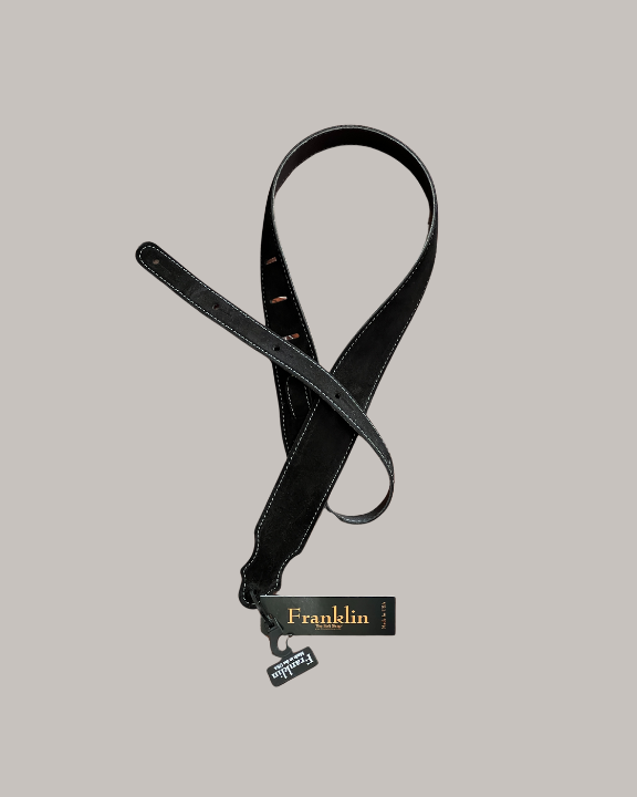 Franklin Strap Purist Suede Guitar Strap - 2" Black with Silver Stitch