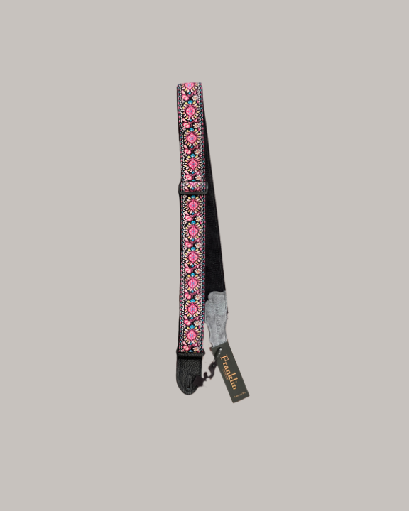 Franklin Strap Retro Folk Weave Guitar Strap - Pink