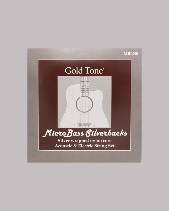Gold Tone Micro Bass Silverbacks Silver Wrapped Nylon Core Acoustic & Electric Strings - MBLNS