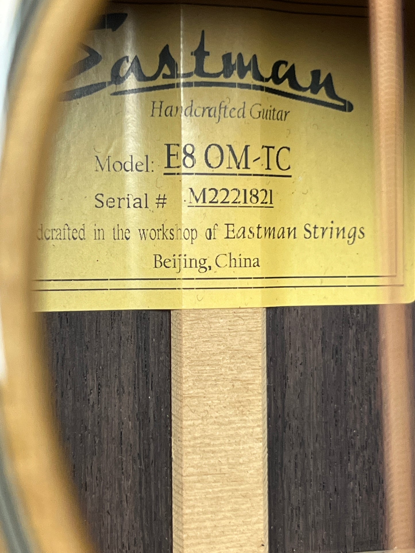 SOLD - Eastman E8 OM-TC Sitka Spruce and Solid Rosewood Acoustic Guitar - New