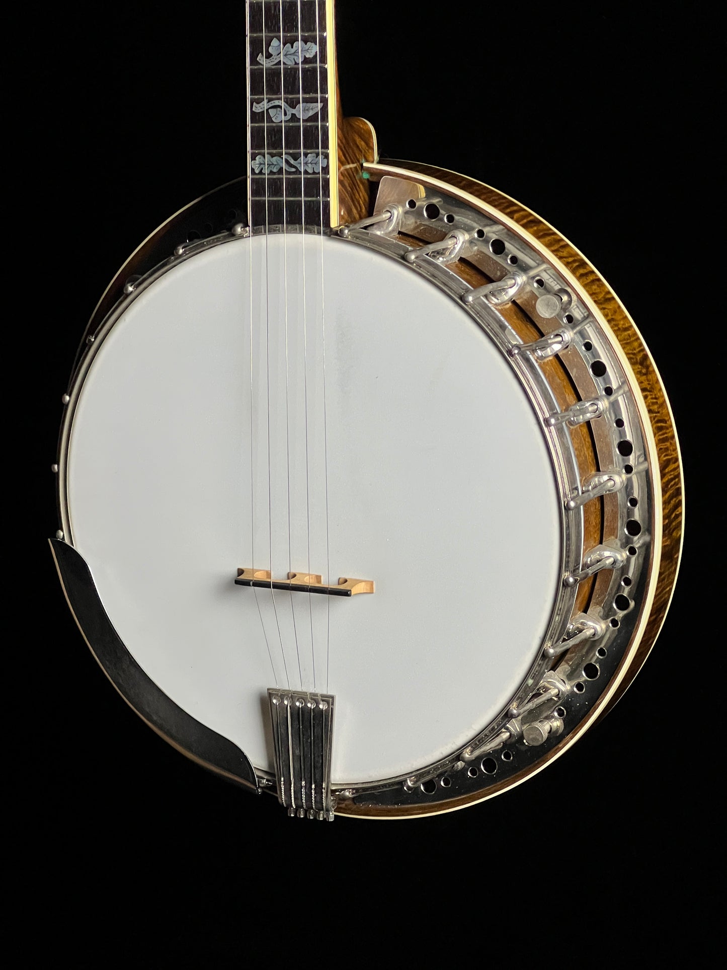SOLD - Ernie Wells Oak Leaf Banjo with Resonator - Used