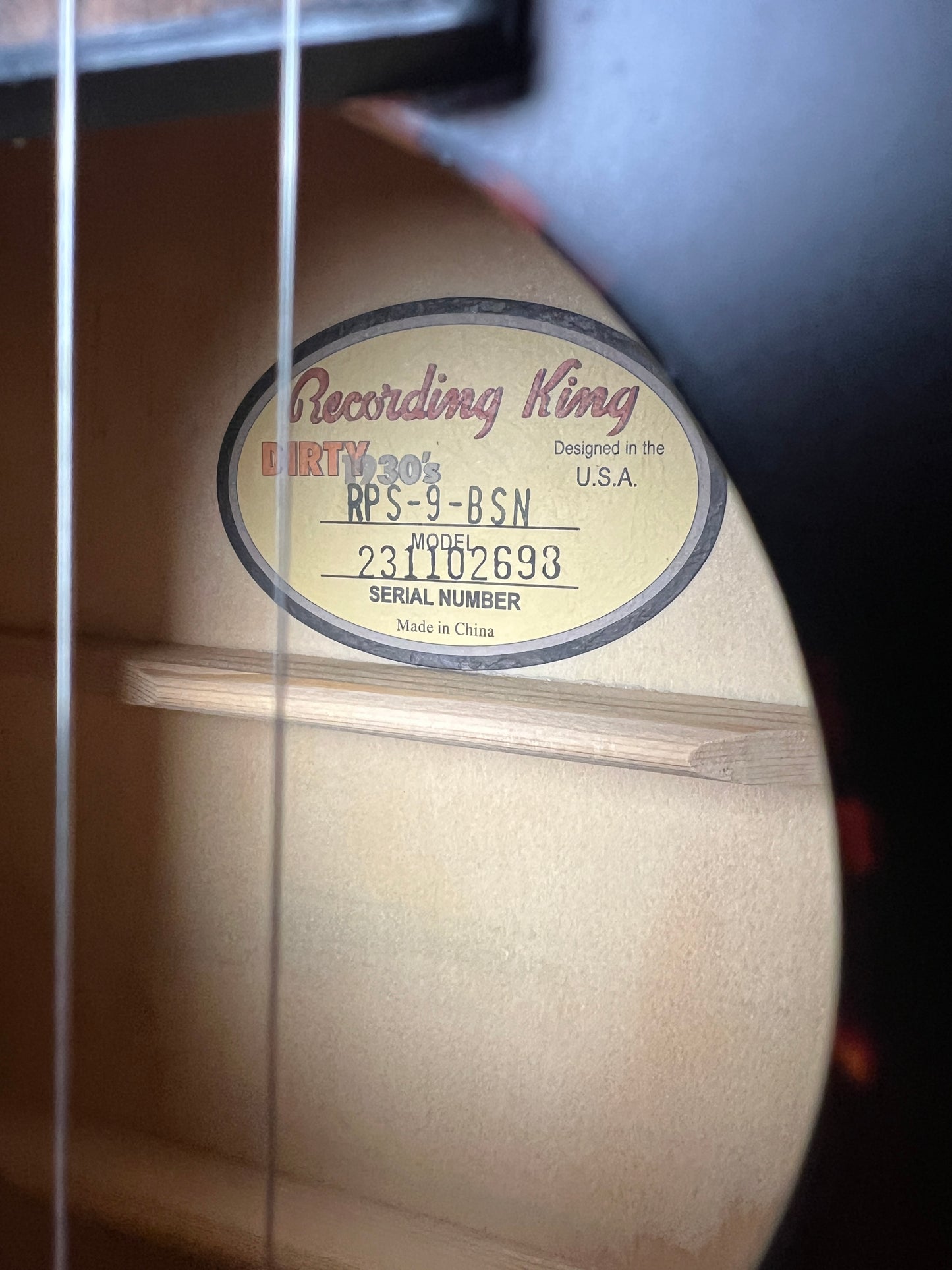 Recording King Dirty 30's RPS-9-BSN Single O - New