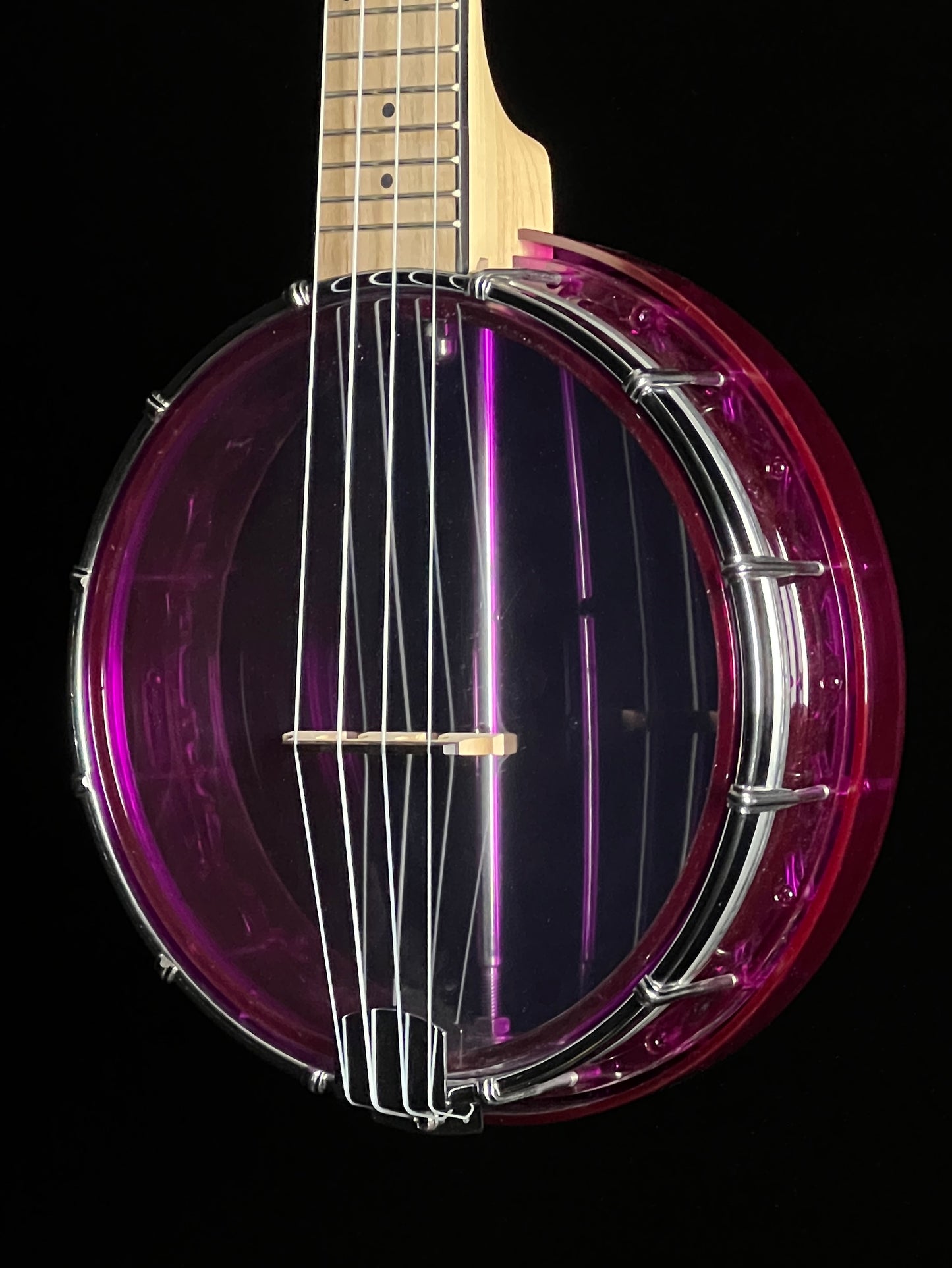 SOLD - Gold Tone Little Gem Amethyst (Purple) See Through Banjo Ukulele - New