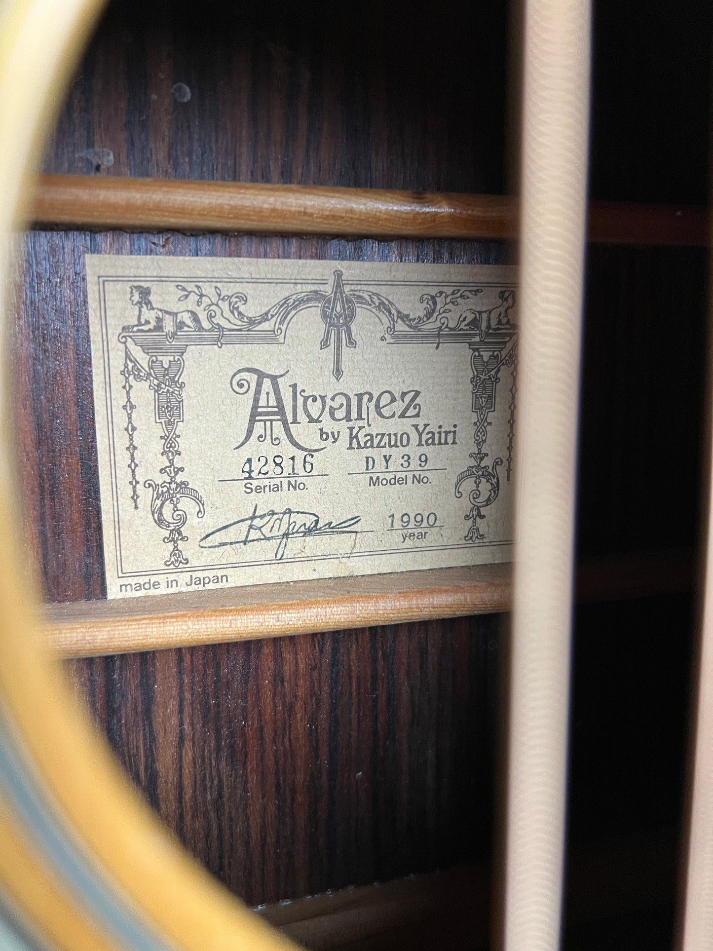 SOLD - 1990 Alvarez by Kazuo Yairi DY39 Dreadnought Acoustic Guitar - Used