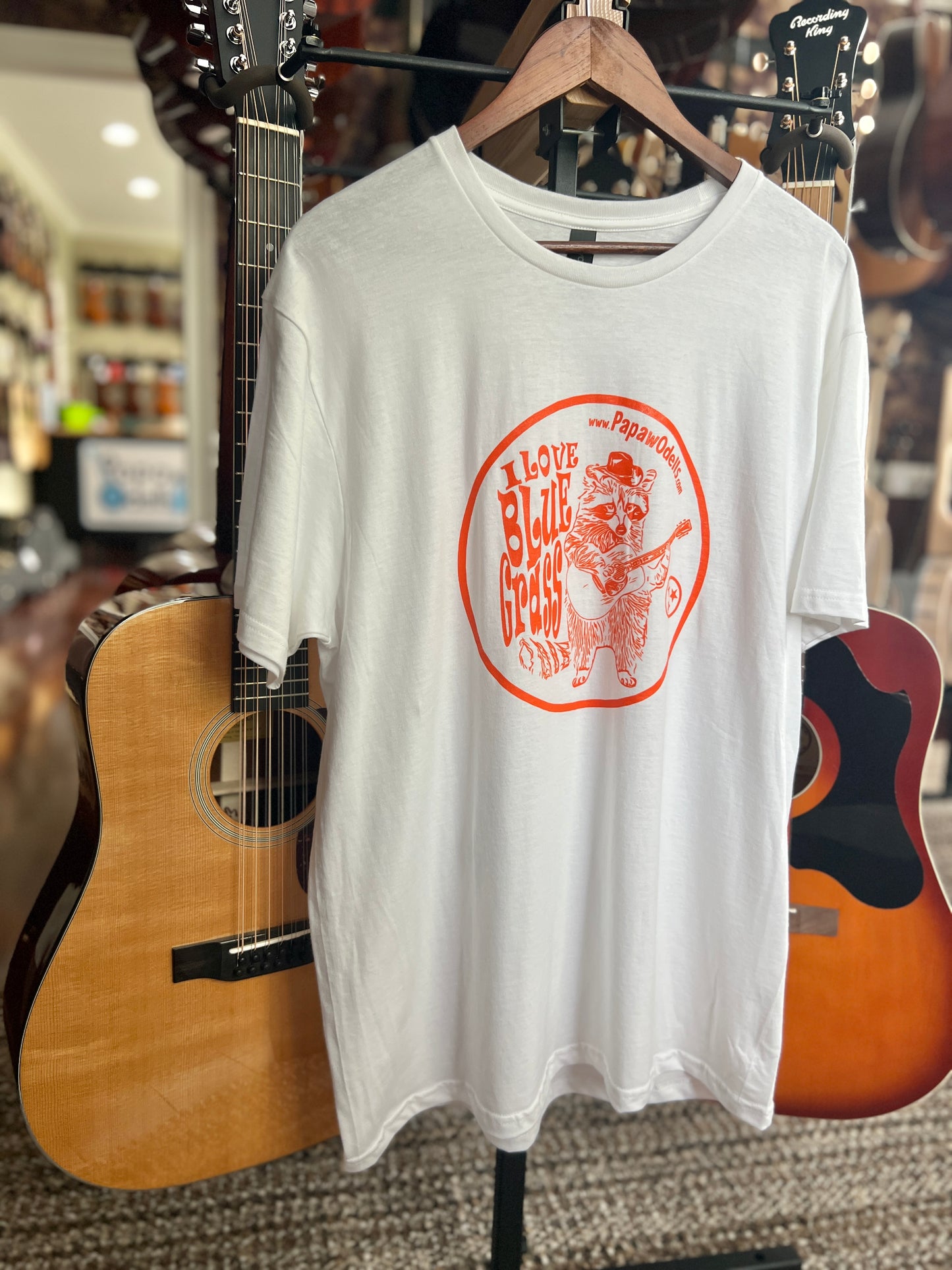 I Love Bluegrass Raccoon Shirt - White
