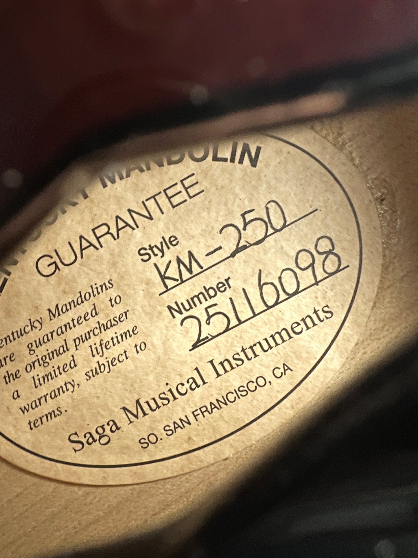 SOLD - Kentucky KM-250 Deluxe A-Style Mandolin German Spruce/Alpine Maple - New