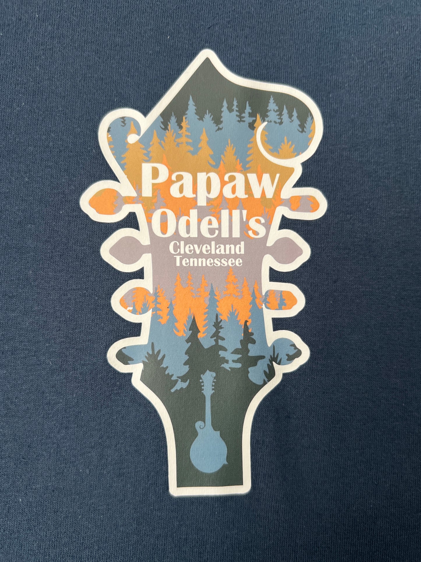 Mountain Mandolin Headstock T-Shirt - Blue Dusk