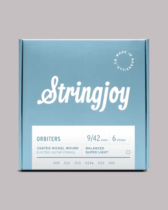 Stringjoy Orbiters Coated Nickel Wound Electric Guitar Strings Balanced Super Light - 9/42 Gauge