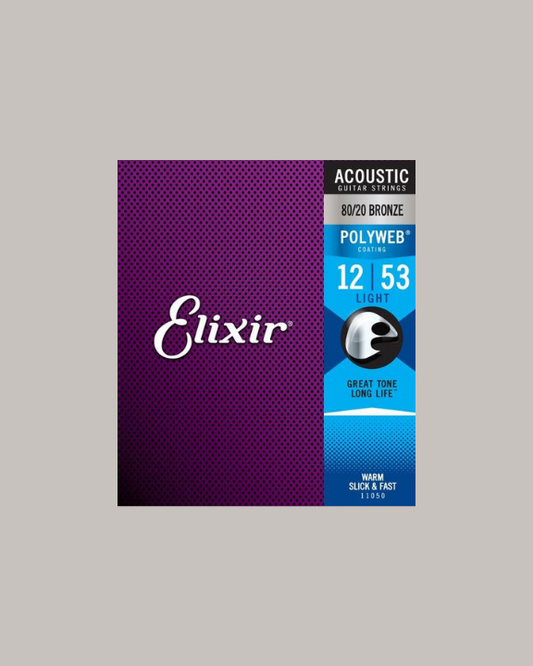 Elixir Strings 80/20 Bronze Acoustic Guitar Strings w POLYWEB Coating - 12/53 Light