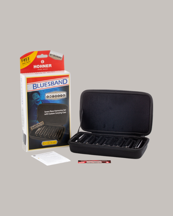 Hohner Bluesband Seven Piece Harmonica Set With Carrying Case - Seven Keys of A, Bb, C, D, E, F, G