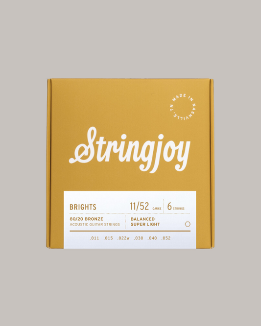 Srtingjoy Brights 80/20 Bronze Super Light Gauge 11/52 Acoustic Guitar Strings