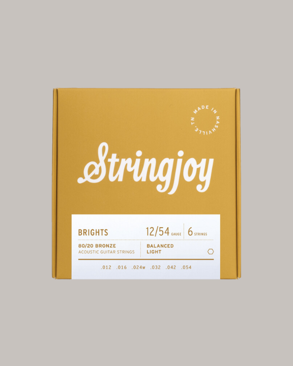 Srtingjoy Brights 80/20 Bronze Light Gauge 12/54 Acoustic Guitar Strings