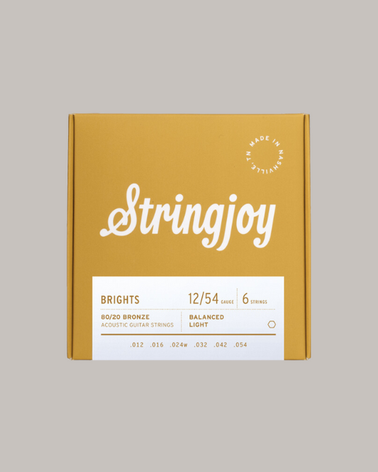 Srtingjoy Brights 80/20 Bronze Light Gauge 12/54 Acoustic Guitar Strings