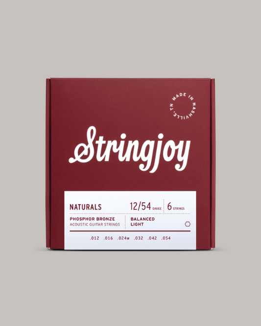Stringjoy Naturals Phosphor Bronze Light Gauge 12/54 Acoustic Guitar Strings