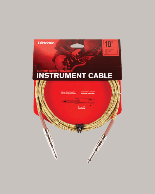 D'Addario Custom Series Braided Instrument Cable - 10ft Tweed