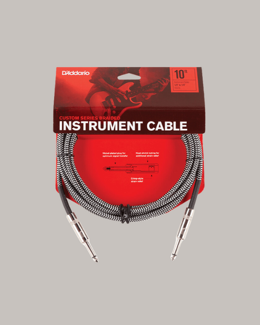 D'Addario Custom Series Braided Instrument Cable - 10ft Grey