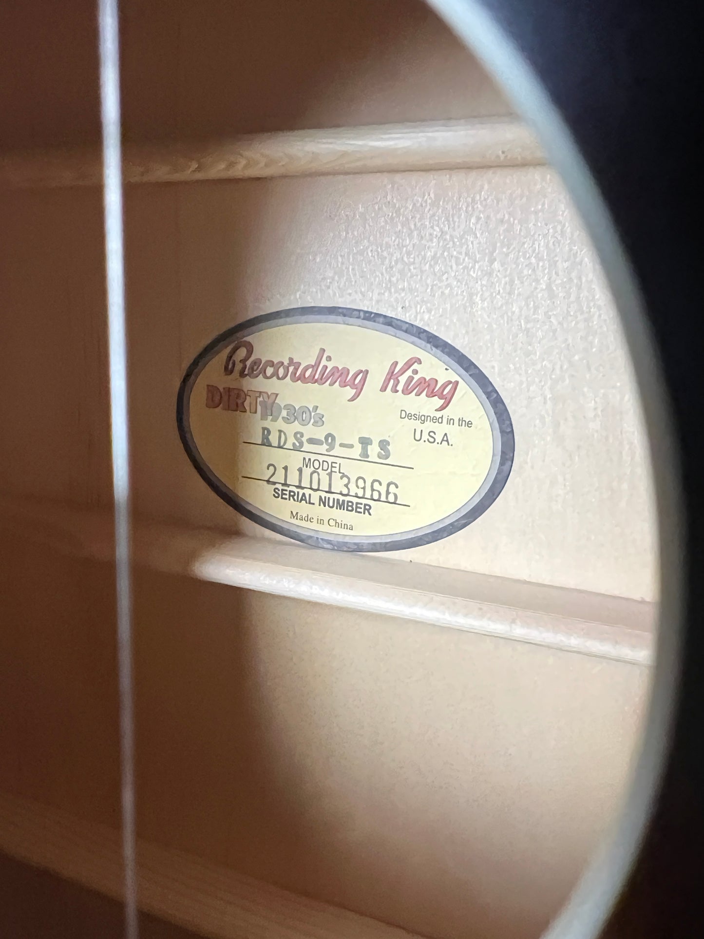 Recording King Dirty 30's RDS-9-TS Dreadnought Tobacco Burst - New
