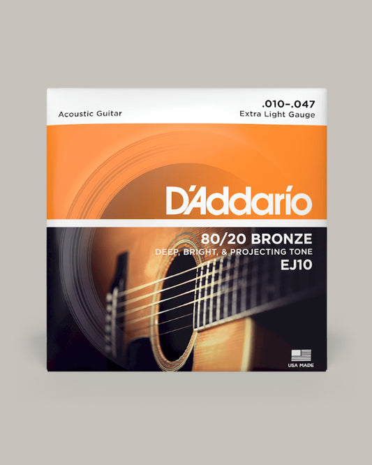 D'Addario Acoustic Guitar 80/20 Bronze Extra Light 10-47 EJ10
