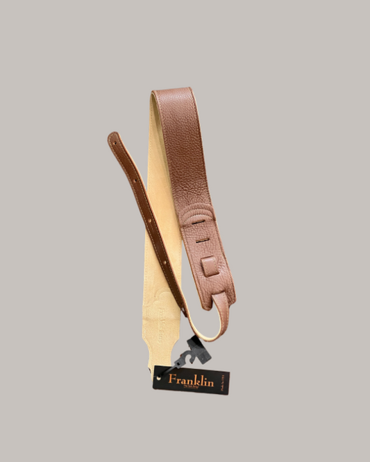 Franklin Strap Original Natural Glove Leather Guitar Strap - Caramel with Gold Stitching
