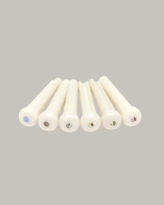 TUSQ Traditional Bridge Pins White with 2mm Paua Shell Dot Inlay