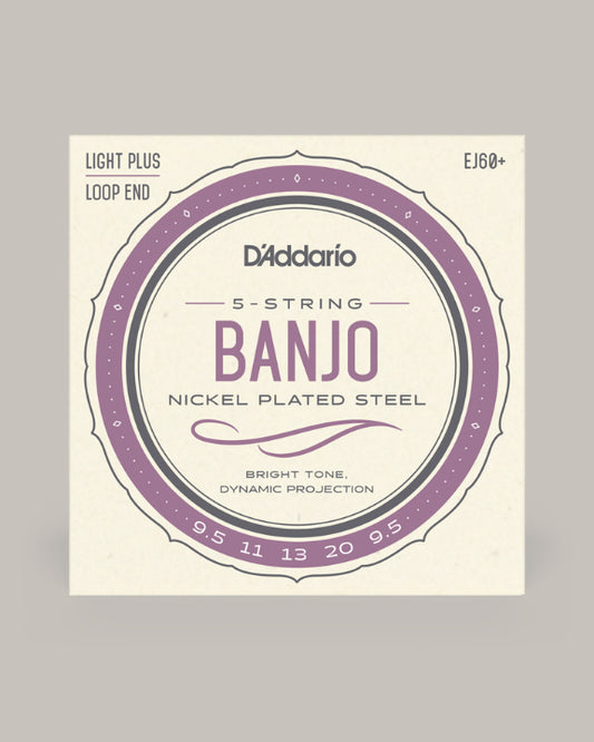 D'Addario Banjo Nickel Plated Steel Light Plus Loop End 9.5-20 EJ60+