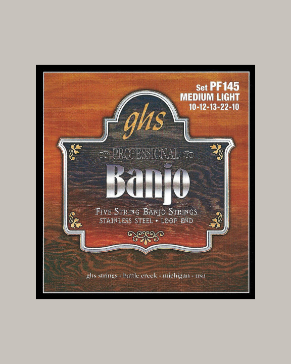 GHS Professional Banjo 5 String Stainless Steel Loop End PF145 Medium Light