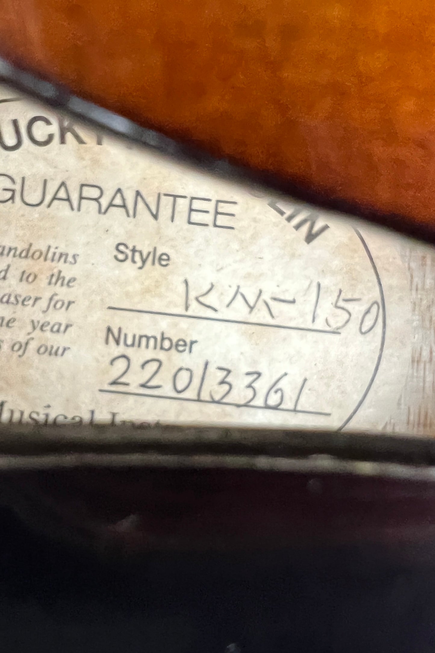 SOLD - Kentucky KM-150 Mandolin - New