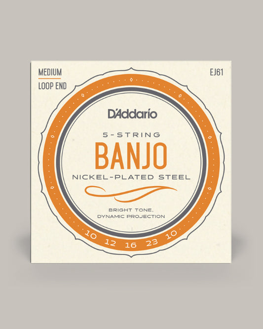 D'Addario Banjo Nickel-Plated Steel Medium Loop End 10-23 EJ61