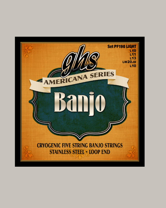 GHS Americana Series Banjo Cryogenic 5 String Stainless Steel Loop End - PF190 Light