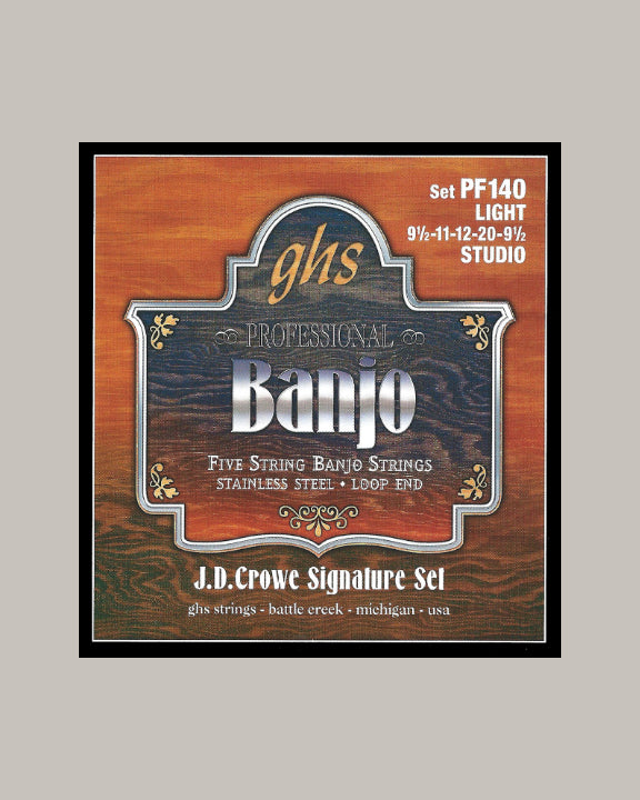 GHS J.D. Crowe Signature Set Five String Banjo Strings Stainless Steel Loop End - PF140 Light Studio