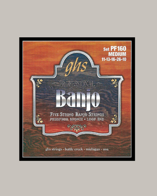 GHS Professional Banjo 5 String Phosphor Bronze Loop End PF160 Medium