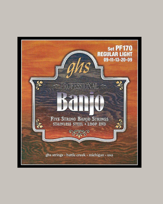 GHS Professional Banjo 5 String Stainless Steel Loop End PF170 Regular Light