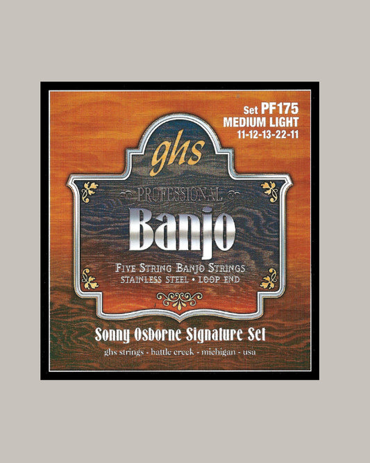 GHS Sonny Osborne Signature Banjo 5 String Stainless Steel Loop End PF175 Medium Light