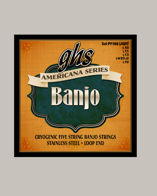 GHS Americana Series Banjo 5 String Stainless Steel Loop End PF190 Light