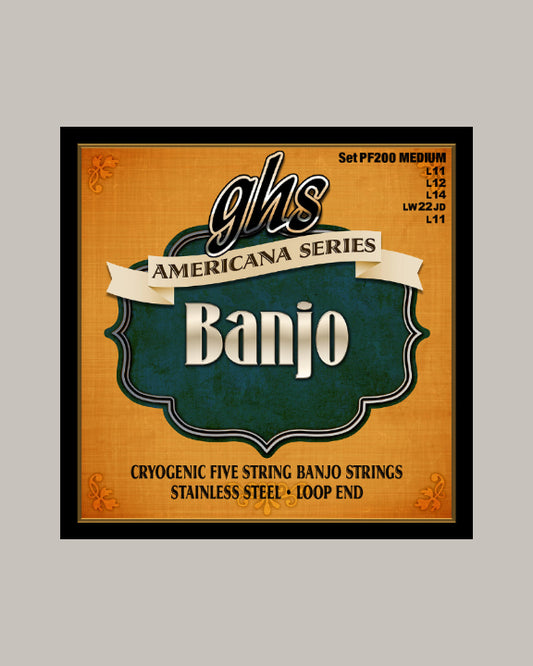 GHS Americana Series Banjo 5 String Stainless Steel Loop End PF200 Medium
