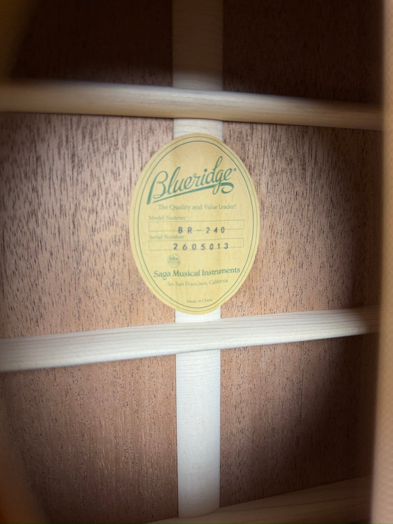 Blueridge BR-240 Prewar Series Dreadnought Solid Adirondack Spruce/Solid Mahogany Acoustic Guitar - New