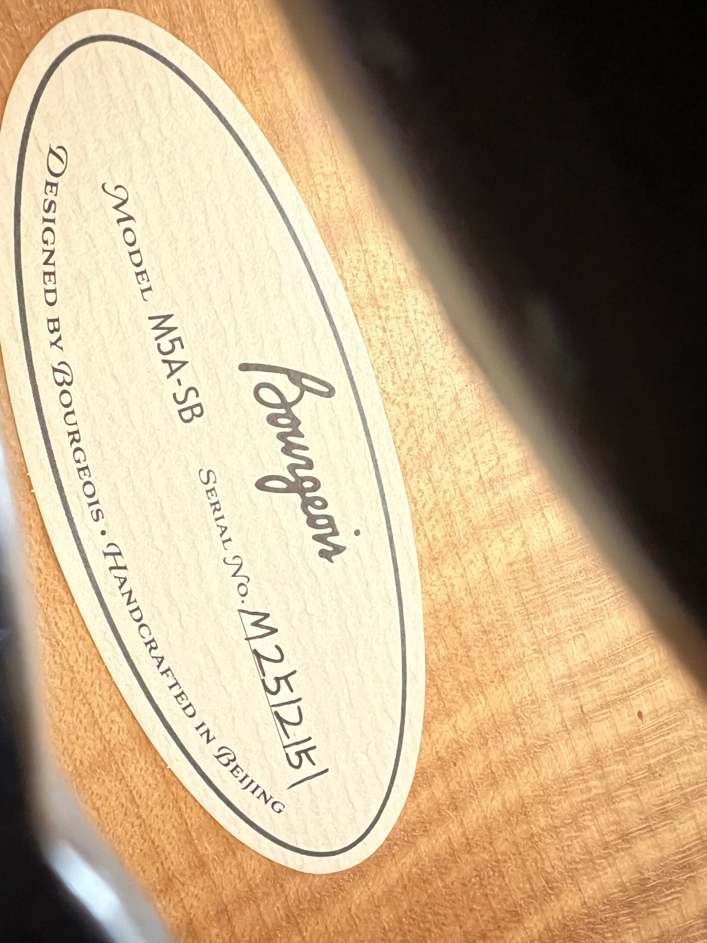 SOLD - Bourgeois M5A-SB A-Style Sunburst Mandolin Adirondack Spruce/ European Maple - New