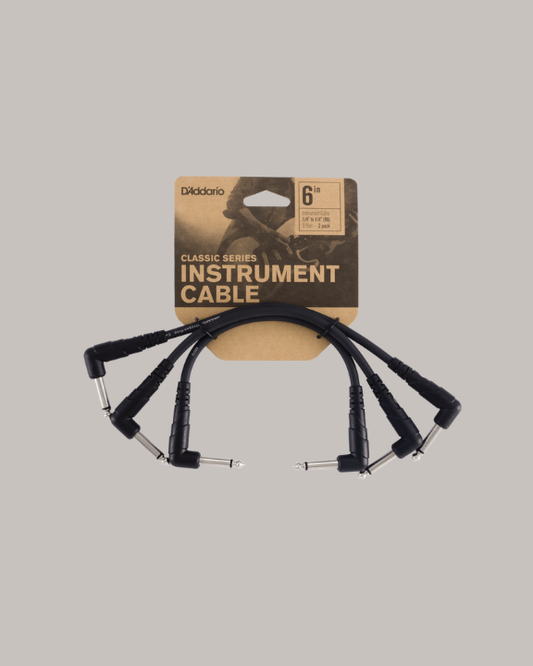 D'Addario Classic Series Patch Cable Right-Angle to Right-Angle .5ft 3-Pack