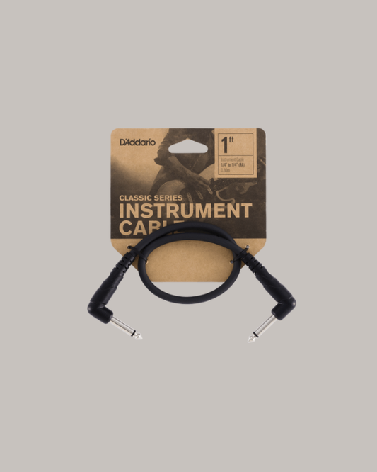 D'Addario Classic Series Patch Cable Right-Angle to Right-Angle, 1ft