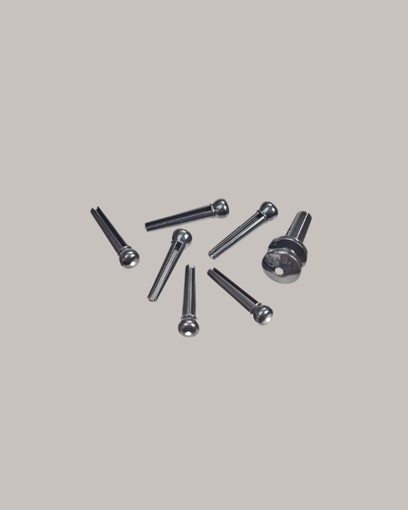D'Addario Plastic Bridge Pins Ebony with Ivory Dot - PWPS10