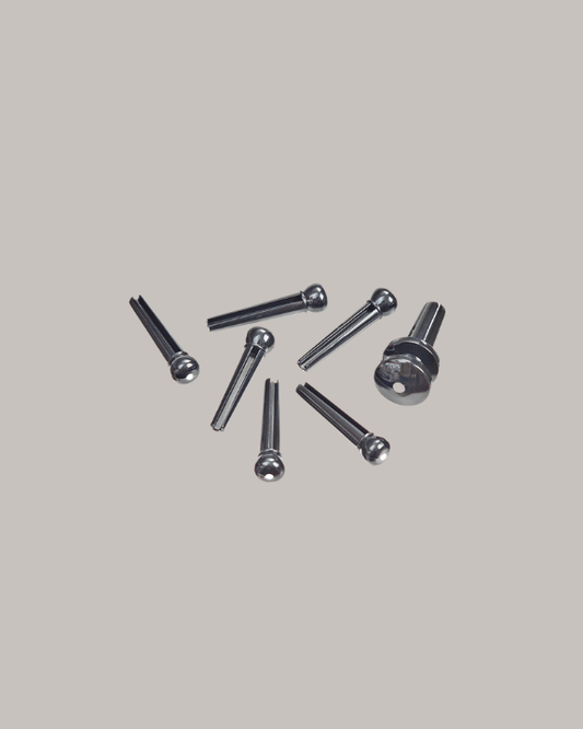 D'Addario Plastic Bridge Pins Ebony with Ivory Dot - PWPS10