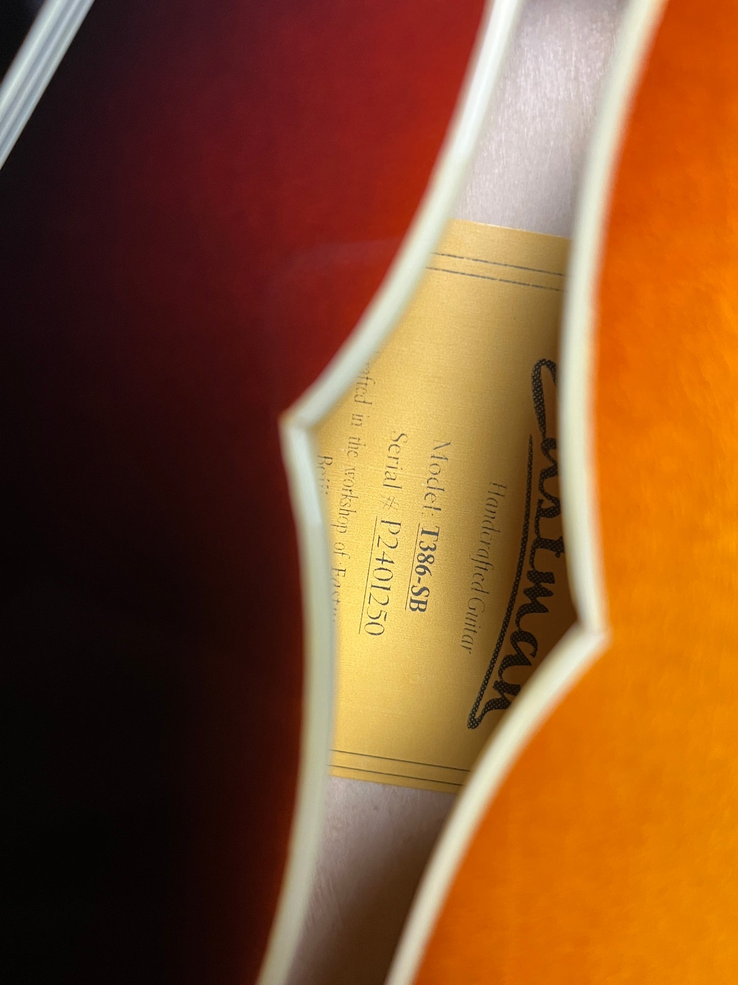 Eastman Electric Thinline T386-SB Sunburst Hollowbody Guitar - New