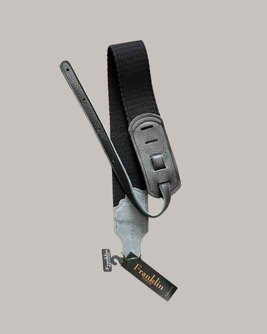 Franklin Strap 3" Cotton Cinch Guitar Strap – Glove Leather End Tab - Black