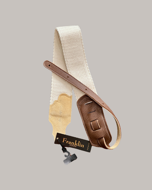 Franklin Strap 3" Cotton Cinch Guitar Strap – Glove Leather End Tab - Natural